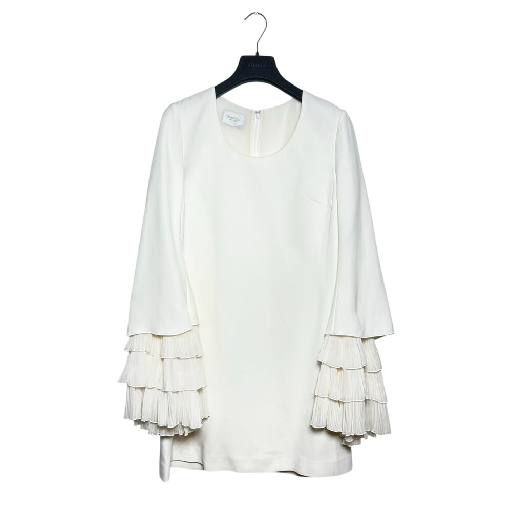 Giambattista Valli Ruffled Plissé-Silk And Cady Mini Dress 42 IT 6 US - Picture 3 of 9